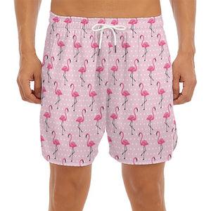 Pink Polka Dot Flamingo Pattern Print Men's Split Running Shorts