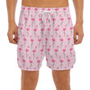 Pink Polka Dot Flamingo Pattern Print Men's Split Running Shorts