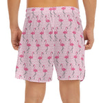 Pink Polka Dot Flamingo Pattern Print Men's Split Running Shorts