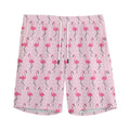 Pink Polka Dot Flamingo Pattern Print Men's Athletic Shorts
