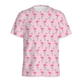 Pink Polka Dot Flamingo Pattern Print Men's Athletic T-Shirt