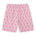 Pink Polka Dot Flamingo Pattern Print Men's Swim Trunks