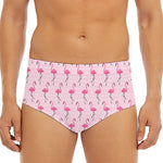 Pink Polka Dot Flamingo Pattern Print Men's Triangle Swim Briefs