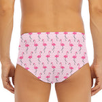 Pink Polka Dot Flamingo Pattern Print Men's Triangle Swim Briefs