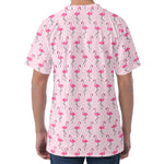 Pink Polka Dot Flamingo Pattern Print Men's Velvet T-Shirt