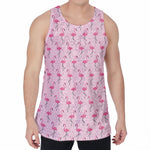 Pink Polka Dot Flamingo Pattern Print Men's Velvet Tank Top
