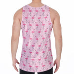 Pink Polka Dot Flamingo Pattern Print Men's Velvet Tank Top