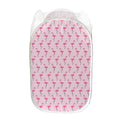 Pink Polka Dot Flamingo Pattern Print Mesh Laundry Hamper