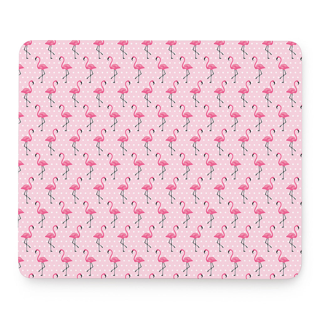 Pink Polka Dot Flamingo Pattern Print Mouse Pad