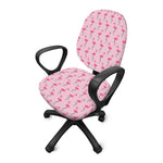 Pink Polka Dot Flamingo Pattern Print Office Chair Cover
