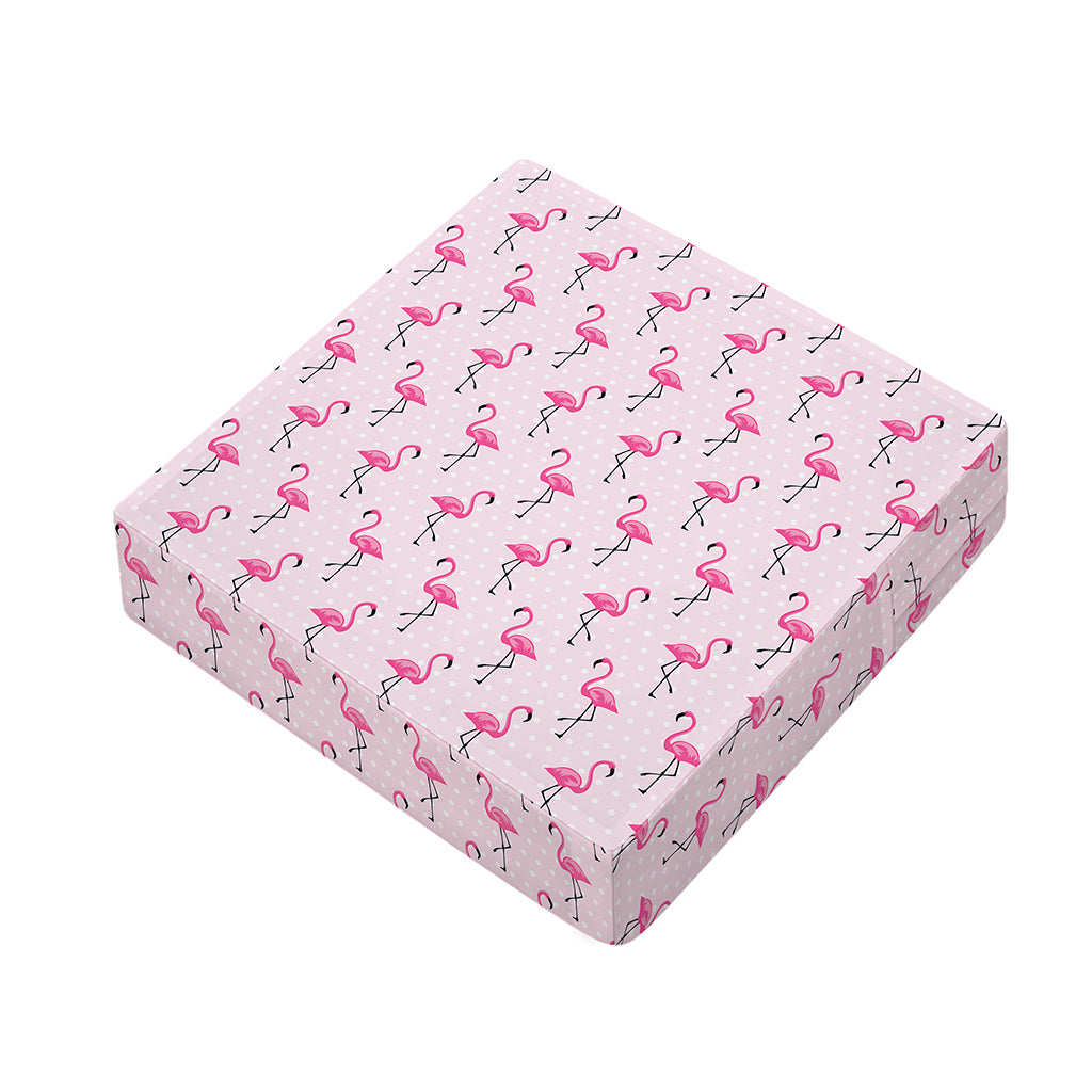 Pink Polka Dot Flamingo Pattern Print Outdoor Seat Cushion Cover