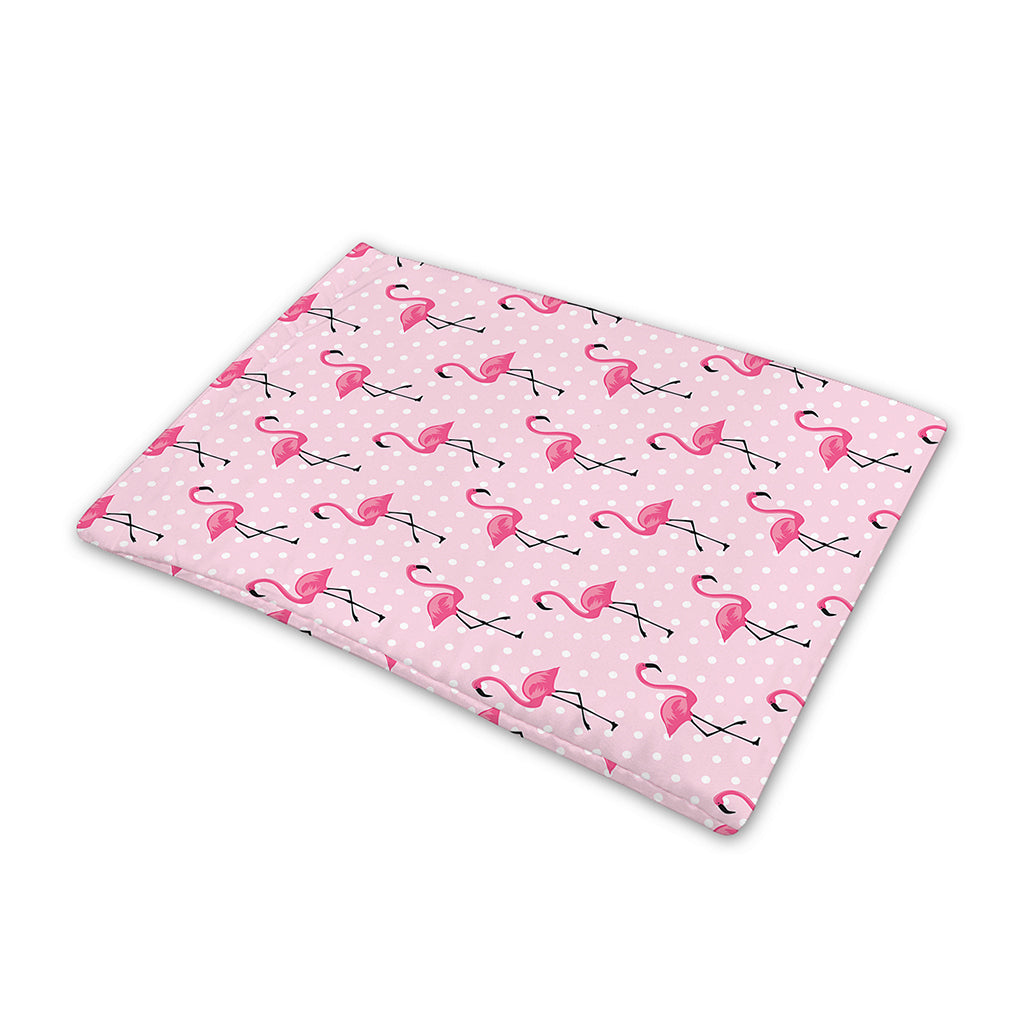 Pink Polka Dot Flamingo Pattern Print Pet Cooling Mat Cover