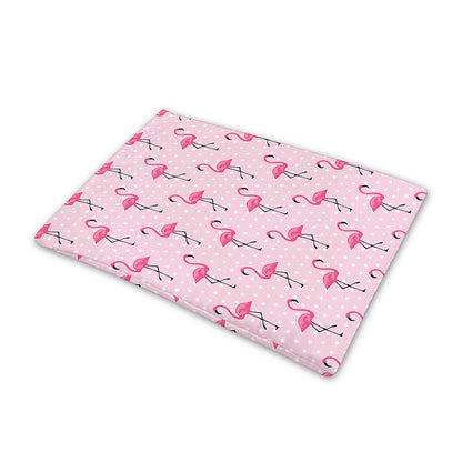 Pink Polka Dot Flamingo Pattern Print Pet Cooling Mat Cover