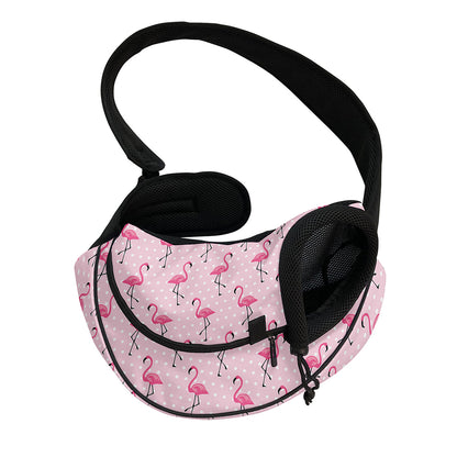 Pink Polka Dot Flamingo Pattern Print Pet Sling Carrier