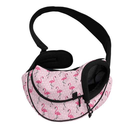 Pink Polka Dot Flamingo Pattern Print Pet Sling Carrier