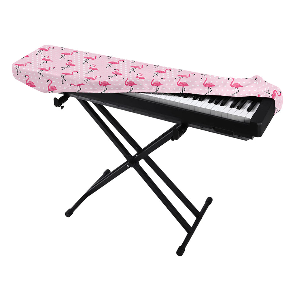 Pink Polka Dot Flamingo Pattern Print Piano Keyboard Cover