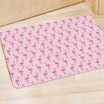 Pink Polka Dot Flamingo Pattern Print Polyester Doormat