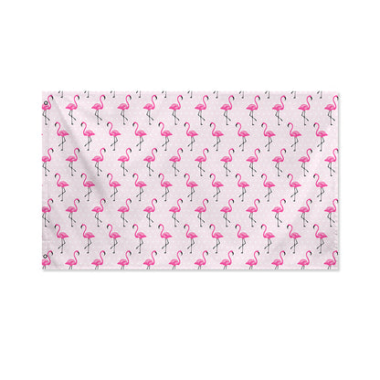Pink Polka Dot Flamingo Pattern Print Polyester Flag