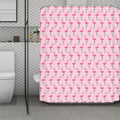 Pink Polka Dot Flamingo Pattern Print Polyester Shower Curtain