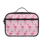 Pink Polka Dot Flamingo Pattern Print Portable Lunch Bag