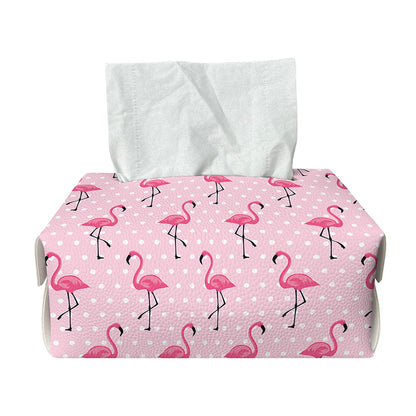 Pink Polka Dot Flamingo Pattern Print Rectangle Tissue Box Cover