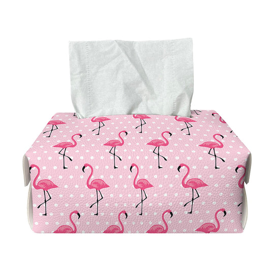 Pink Polka Dot Flamingo Pattern Print Rectangle Tissue Box Cover