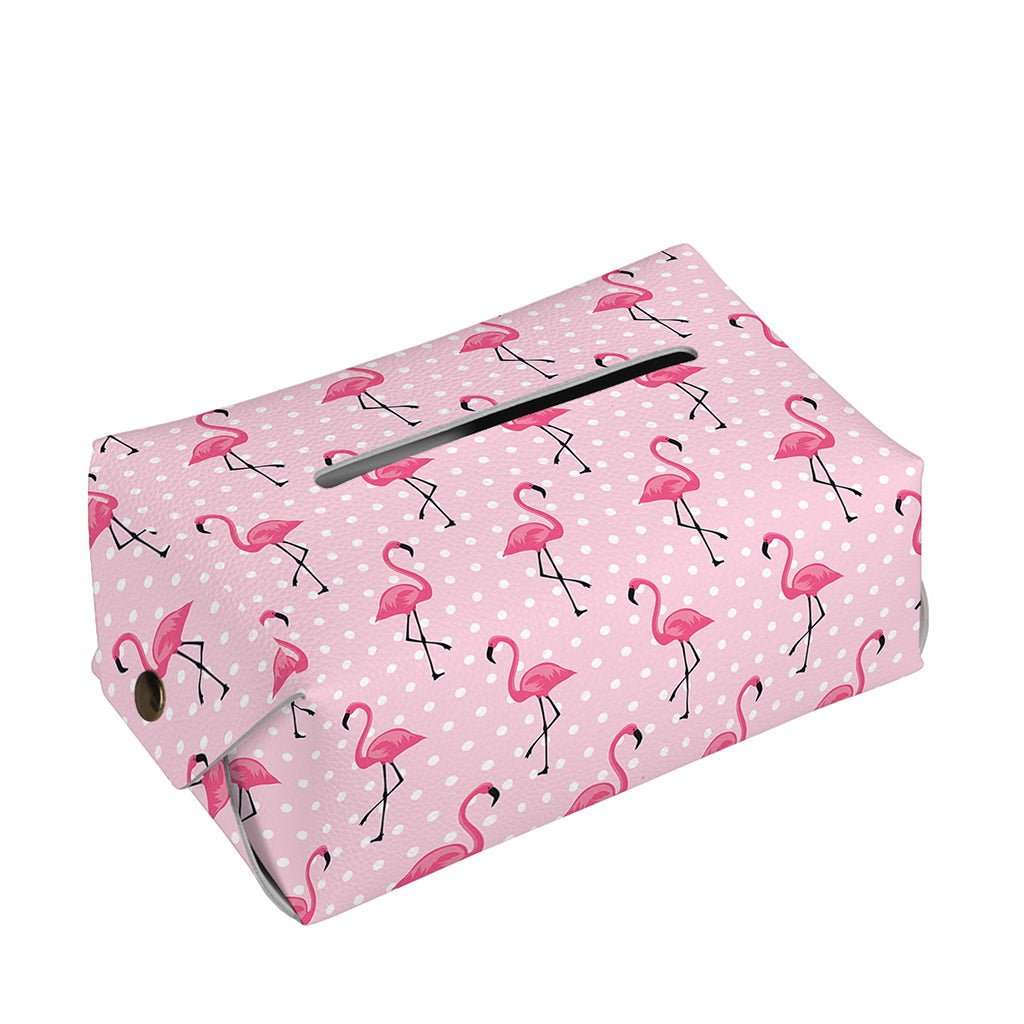 Pink Polka Dot Flamingo Pattern Print Rectangle Tissue Box Cover