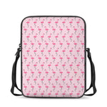 Pink Polka Dot Flamingo Pattern Print Rectangular Crossbody Bag