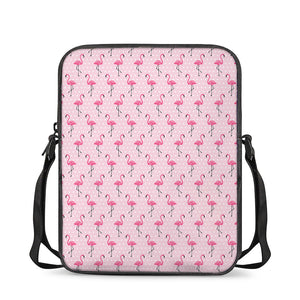 Pink Polka Dot Flamingo Pattern Print Rectangular Crossbody Bag