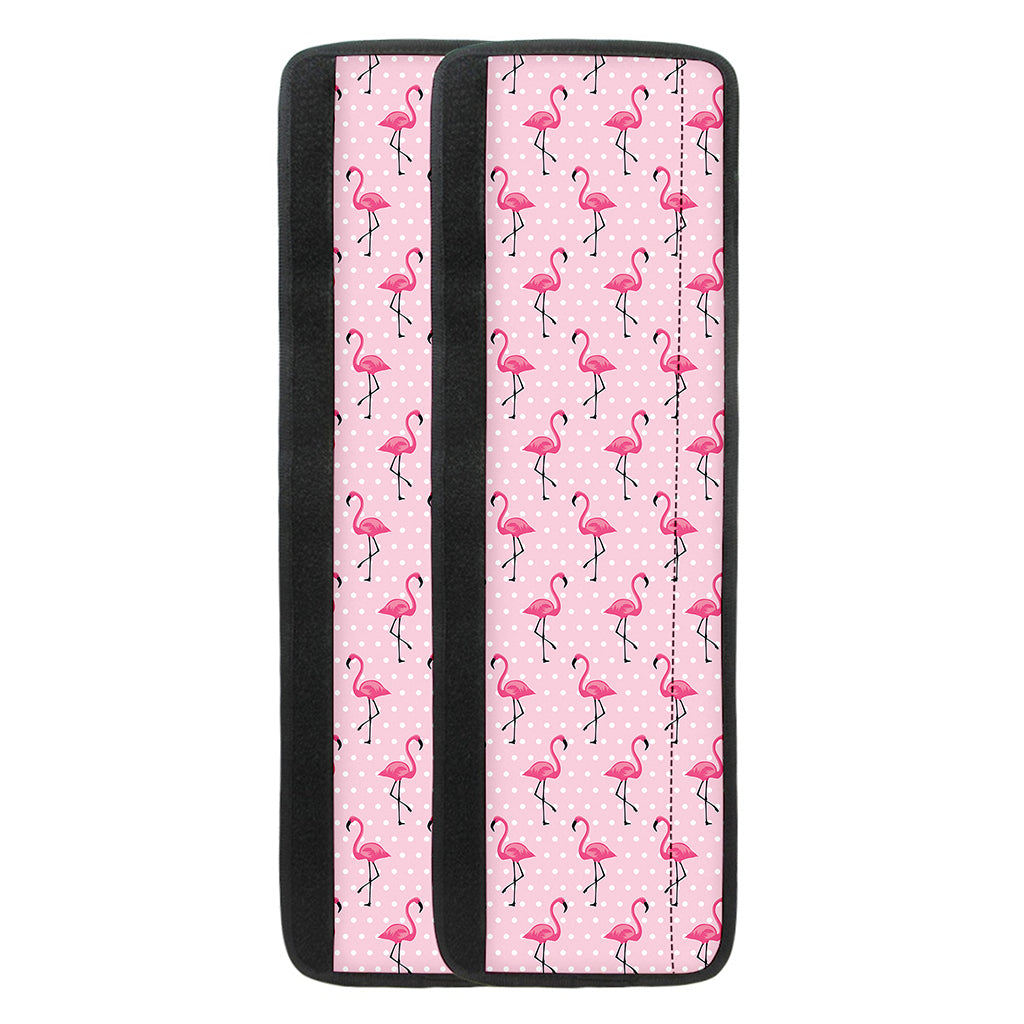 Pink Polka Dot Flamingo Pattern Print Refrigerator Handle Covers
