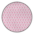 Pink Polka Dot Flamingo Pattern Print Round Floor Mat
