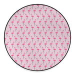 Pink Polka Dot Flamingo Pattern Print Round Floor Mat