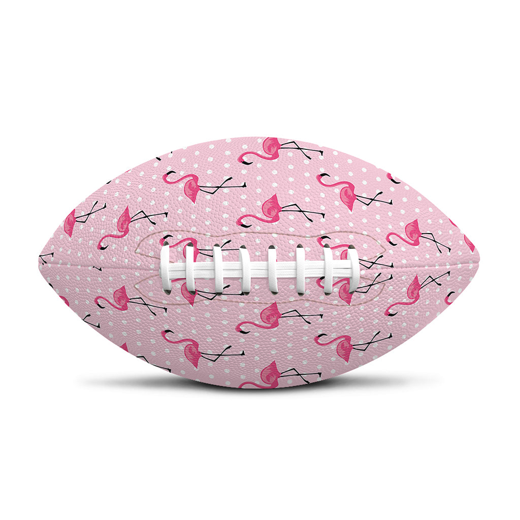 Pink Polka Dot Flamingo Pattern Print Rugby Ball