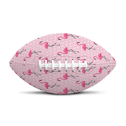 Pink Polka Dot Flamingo Pattern Print Rugby Ball