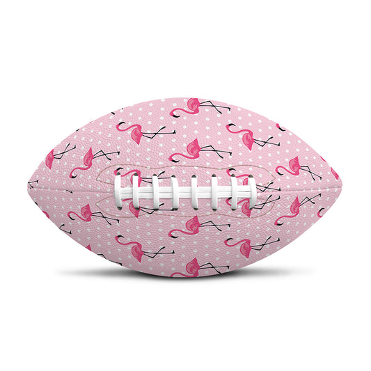 Pink Polka Dot Flamingo Pattern Print Rugby Ball