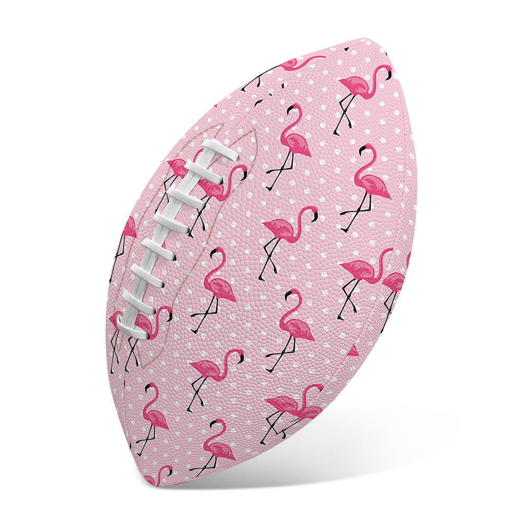 Pink Polka Dot Flamingo Pattern Print Rugby Ball