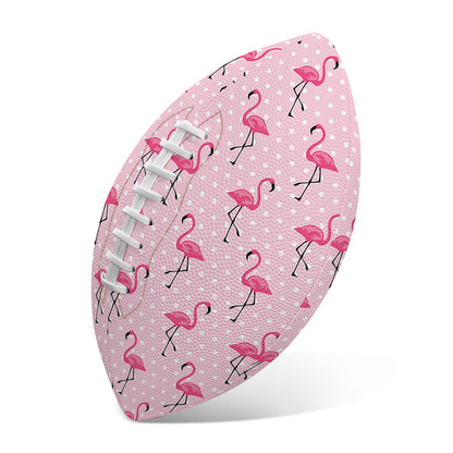 Pink Polka Dot Flamingo Pattern Print Rugby Ball