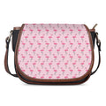 Pink Polka Dot Flamingo Pattern Print Saddle Bag