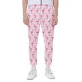 Pink Polka Dot Flamingo Pattern Print Joggers