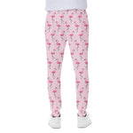 Pink Polka Dot Flamingo Pattern Print Scuba Joggers