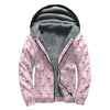 Pink Polka Dot Flamingo Pattern Print Sherpa Lined Zip Up Hoodie