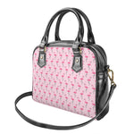 Pink Polka Dot Flamingo Pattern Print Shoulder Handbag