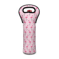 Pink Polka Dot Flamingo Pattern Print Single Neoprene Wine Tote