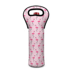 Pink Polka Dot Flamingo Pattern Print Single Neoprene Wine Tote