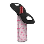 Pink Polka Dot Flamingo Pattern Print Single Neoprene Wine Tote