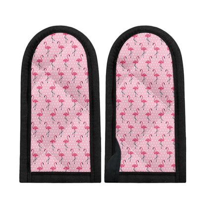 Pink Polka Dot Flamingo Pattern Print Skillet Handle Cover