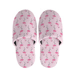 Pink Polka Dot Flamingo Pattern Print Slippers