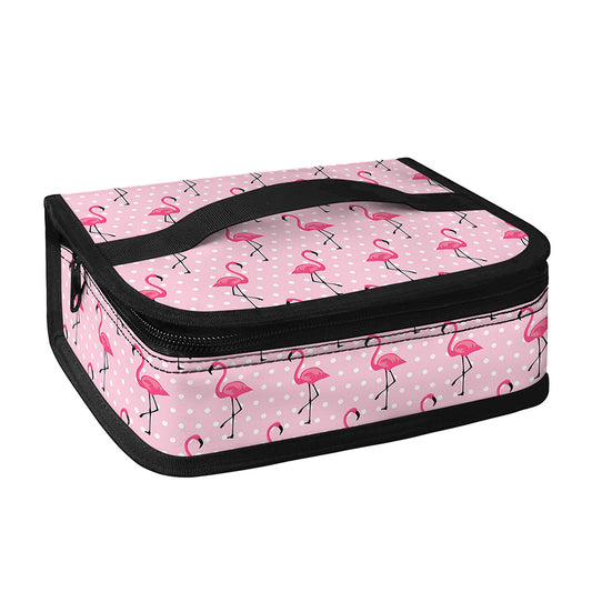 Pink Polka Dot Flamingo Pattern Print Small Lunch Bag