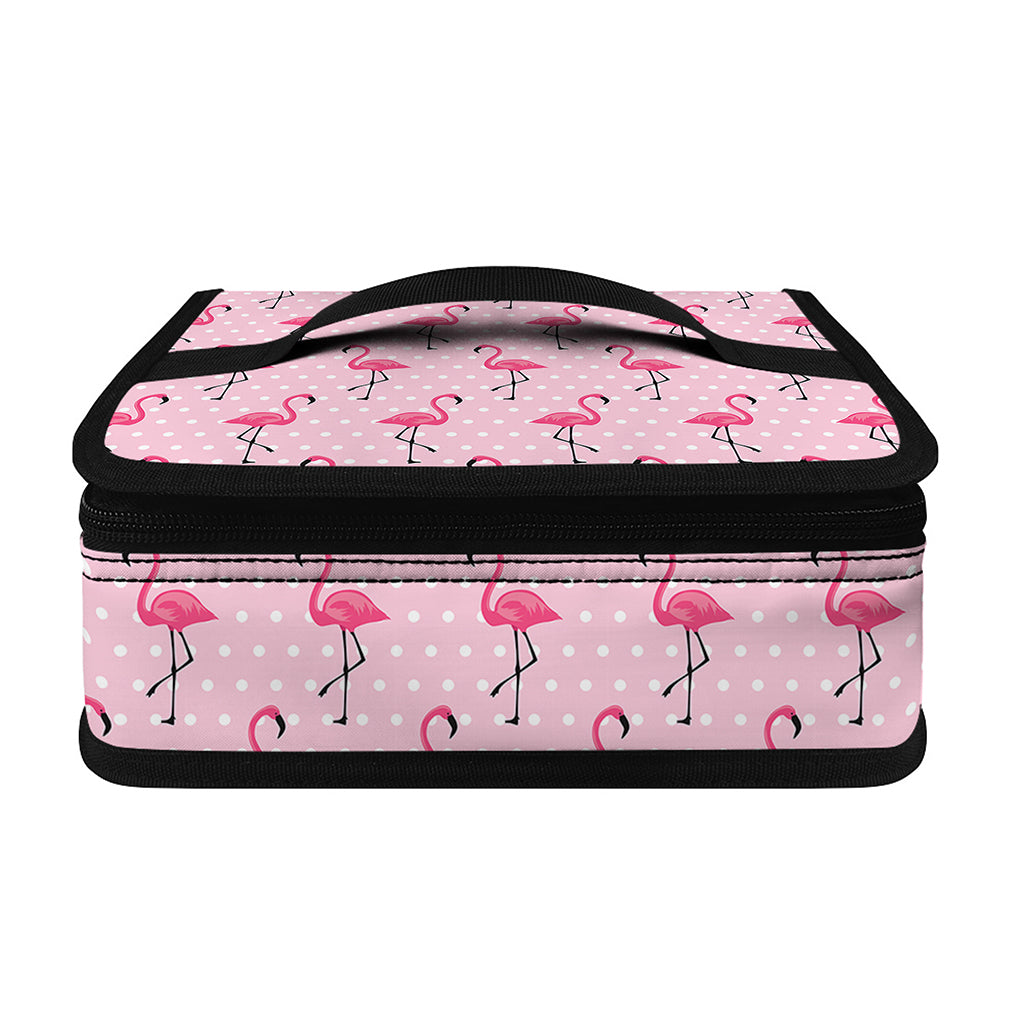 Pink Polka Dot Flamingo Pattern Print Small Lunch Bag