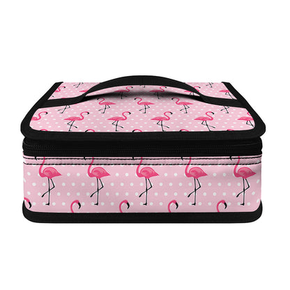 Pink Polka Dot Flamingo Pattern Print Small Lunch Bag